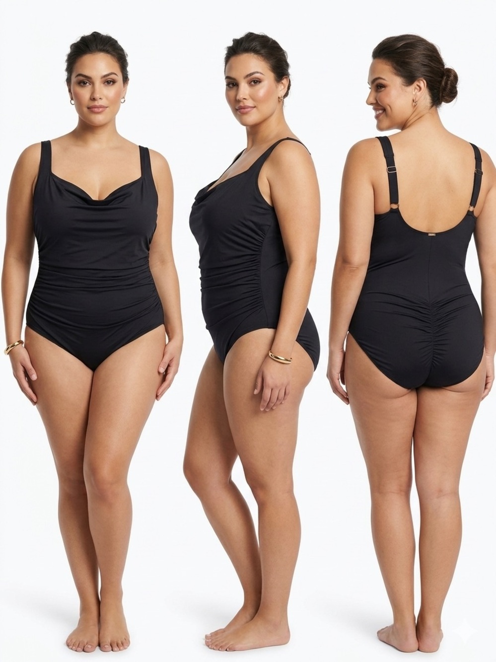 Anne Cole Black One Piece Swimsuit with Ruching